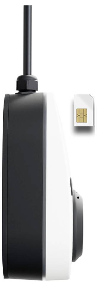 Sort-hvidt mobilt hotspot-apparat med et SIM-kort vist ved siden af det, hvilket indikerer mobilforbindelse.