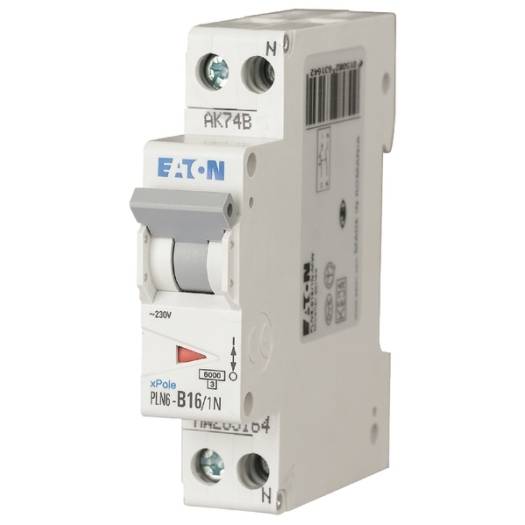 Eaton xPole PL6-B16/1N miniaturelystemafbryder med kipcontakt og trykt amperage-mærkning