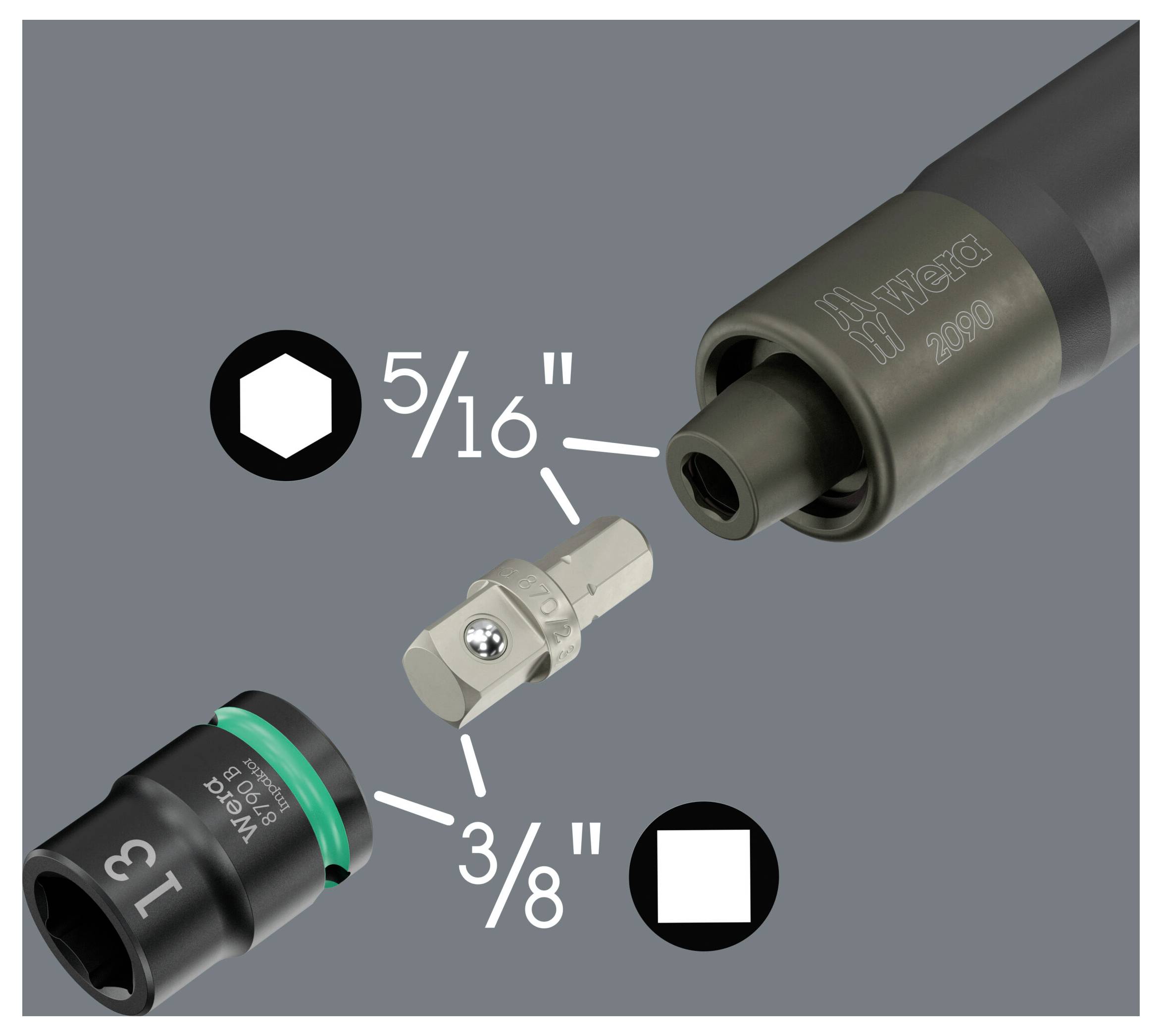 Wera 2090/16 Impaktor #####Schlagschraubendreher Set Universel, Værksted 3/8" (10 mm), Udvendig firkant-27