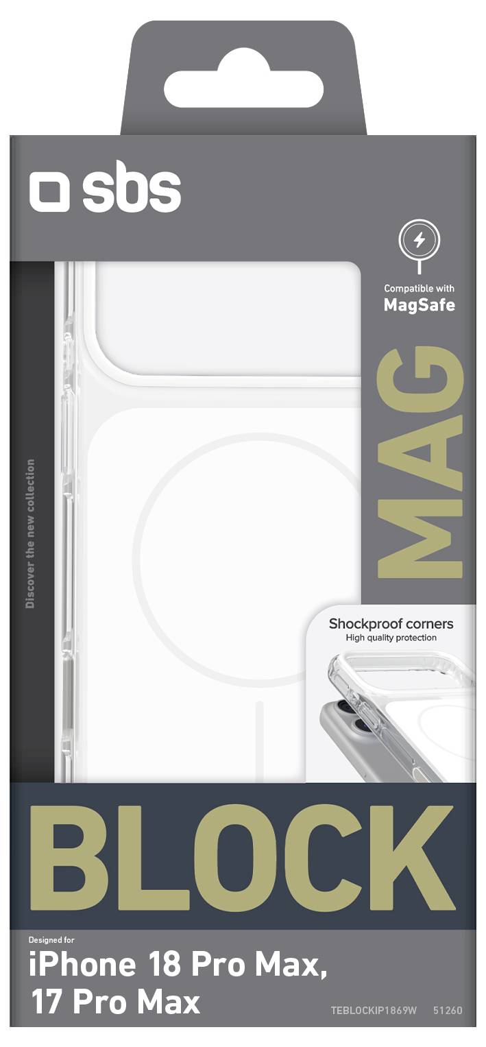 sbs mobile Block Mag Mobiltelefon backcover Apple iPhone 18 Pro Max, iPhone 17 Pro Max Hvid TEBLOCKIP1869W-1