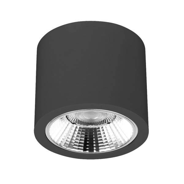 Sort cylindrisk loftspot med reflekterende indbygningslysinterior