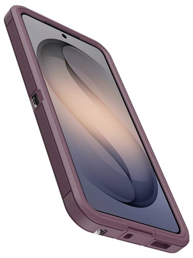 Lilla smartphonecover vist i vinkel, med telefonskærm synlig indeni og udsparinger til knapper og porte.