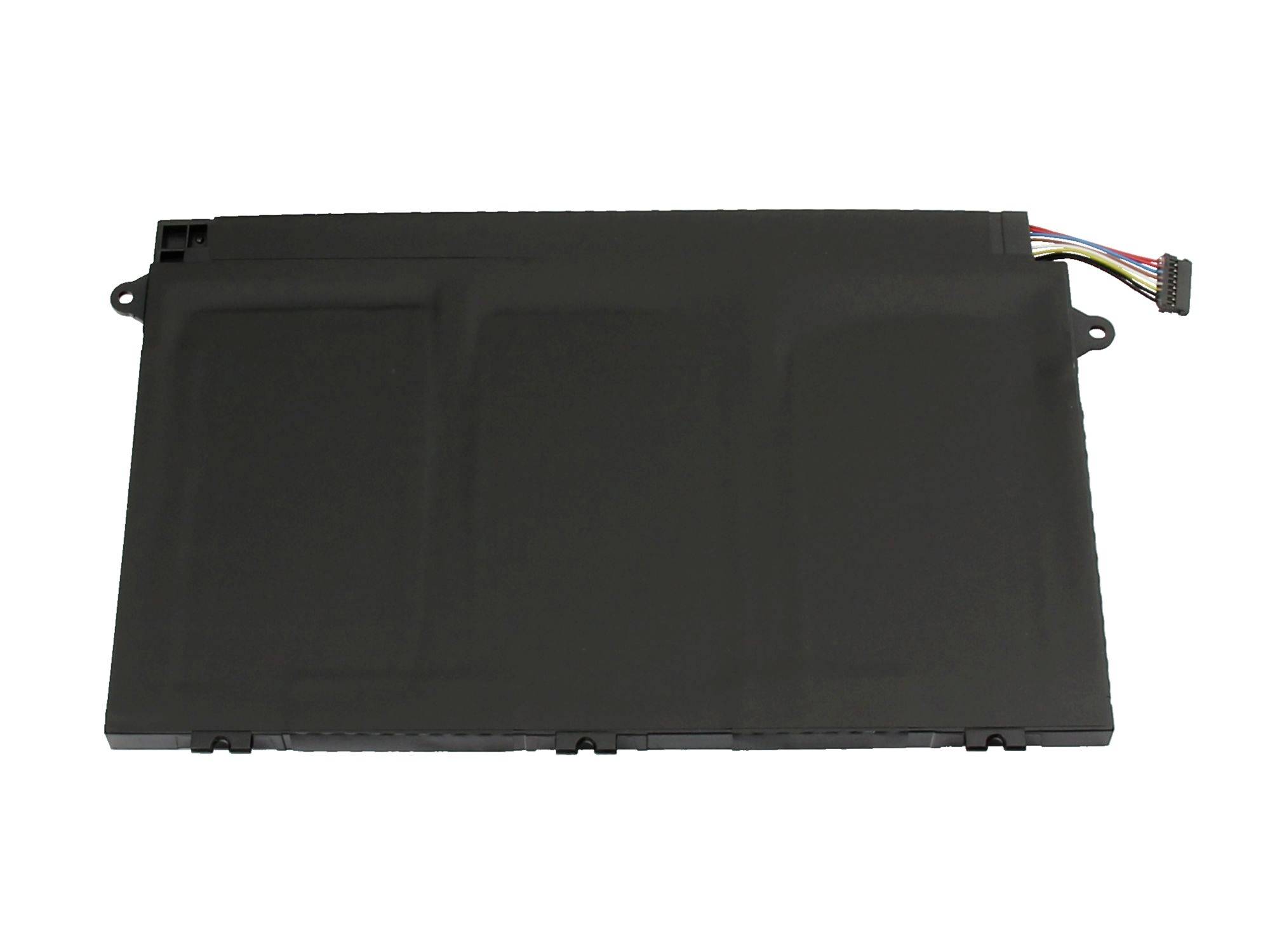 Sort rektangulær laptop-batteripack med forbindelseskabel fastgjort på højre side.