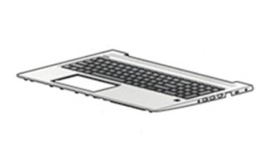 Sølvfarvet laptop vist åben i en vinkel, med synligt tastatur, touchpad og sideporte på hvid baggrund.