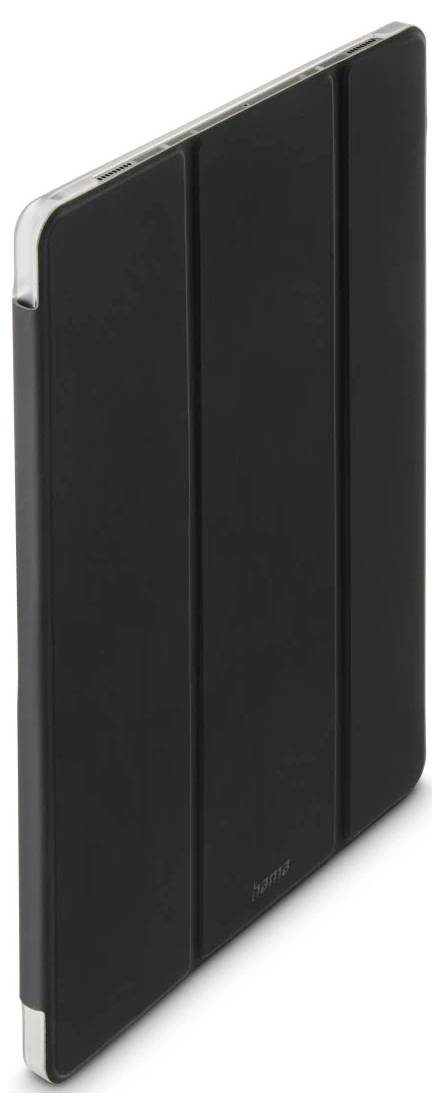 Sort tabletcover eller etui vist i en vinkel på en hvid baggrund
