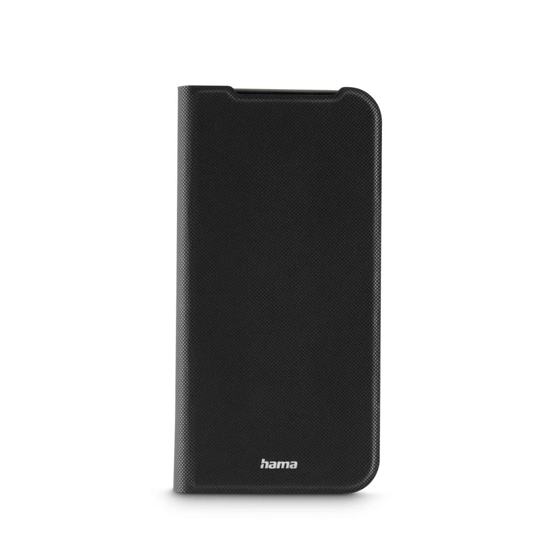 Sort Hama telefondeksel med tekstureret finish og afrundede kanter, vist lukket på hvid baggrund.