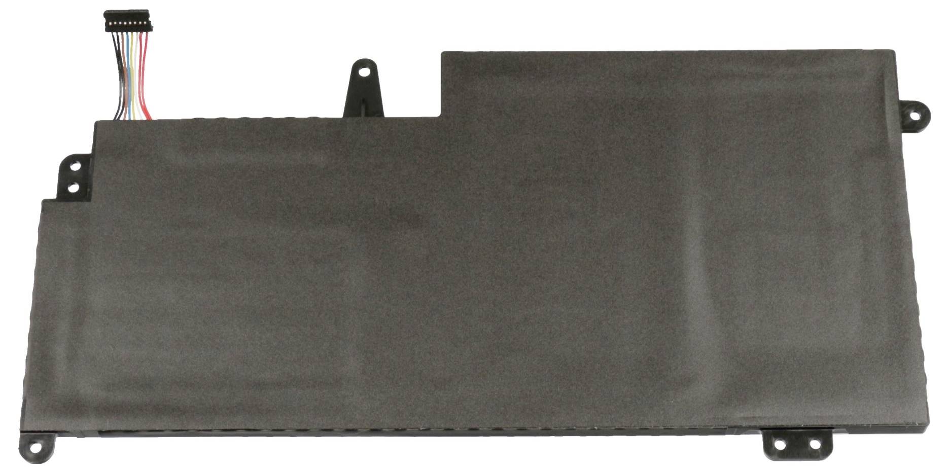 Sort rektangulær bærbar computerbatteripakke med tilsluttet stik og kabler
