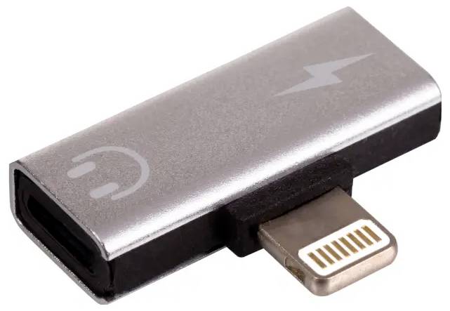 Lynstik til USB-C-adapter med sølvfarvet krop og sort stik