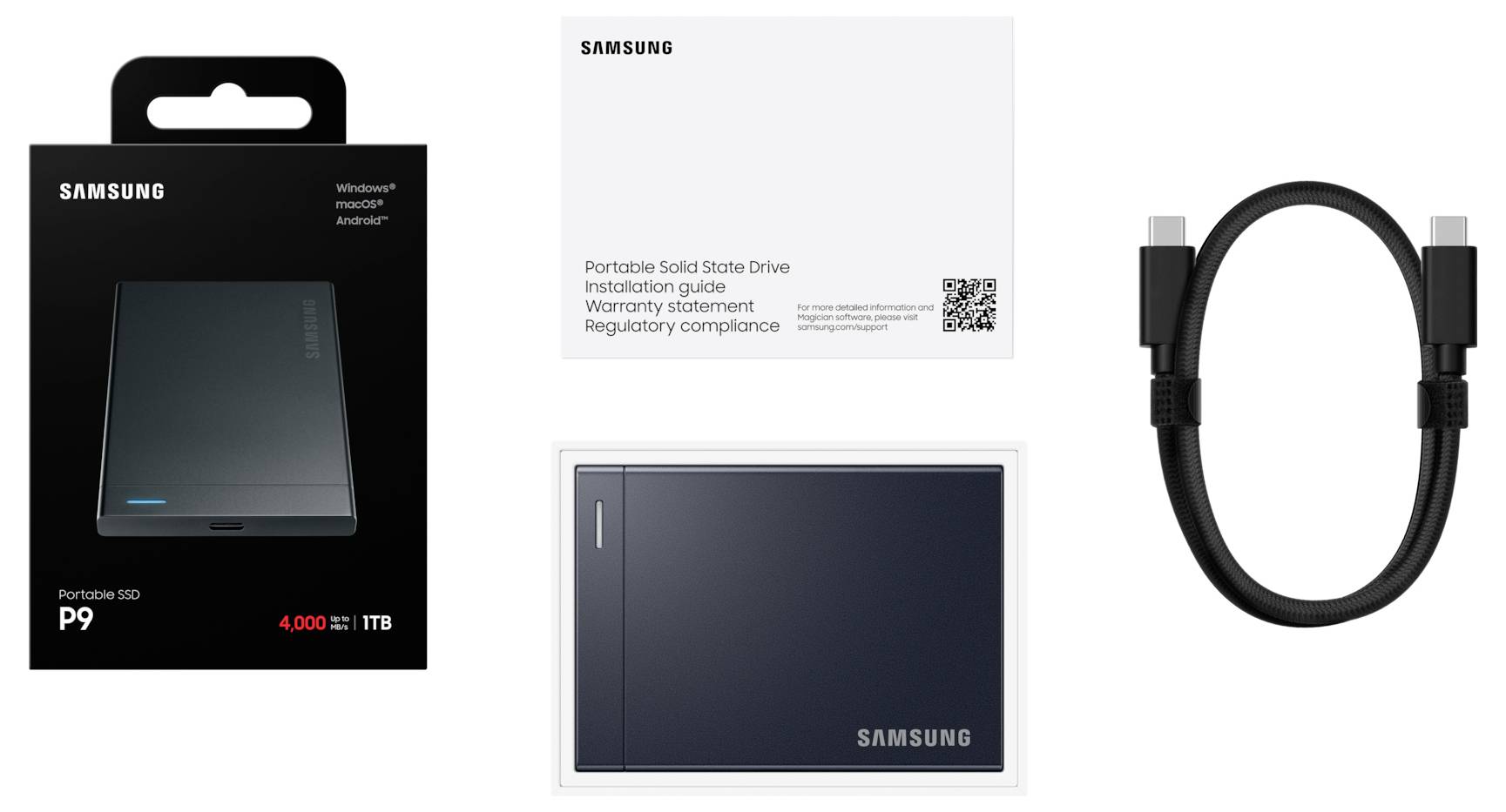 Samsung 1 TB Ekstern SSD-harddisk USB-C® (USB 3.2 Gen 2) Sort MU-PJ1T0G/WW-19
