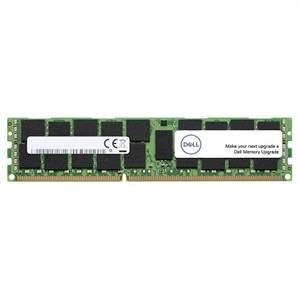 Dell desktop RAM-modul med to hukommelseschips og et hvidt etiket på et grønt kredsløbskort, vist på en enkel baggrund.