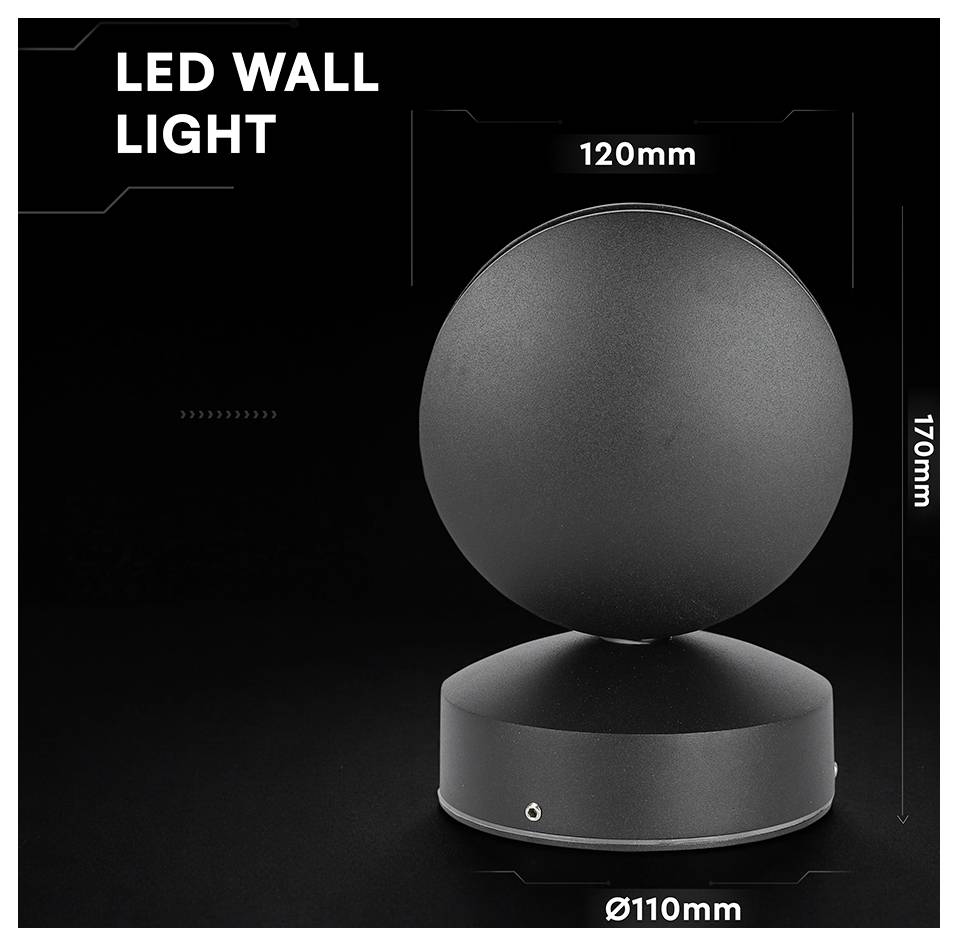 V-TAC VT-707 218220 LED-væglampe SMD LED 7 W EEK: F (A - G) Neutralhvid Sort-5