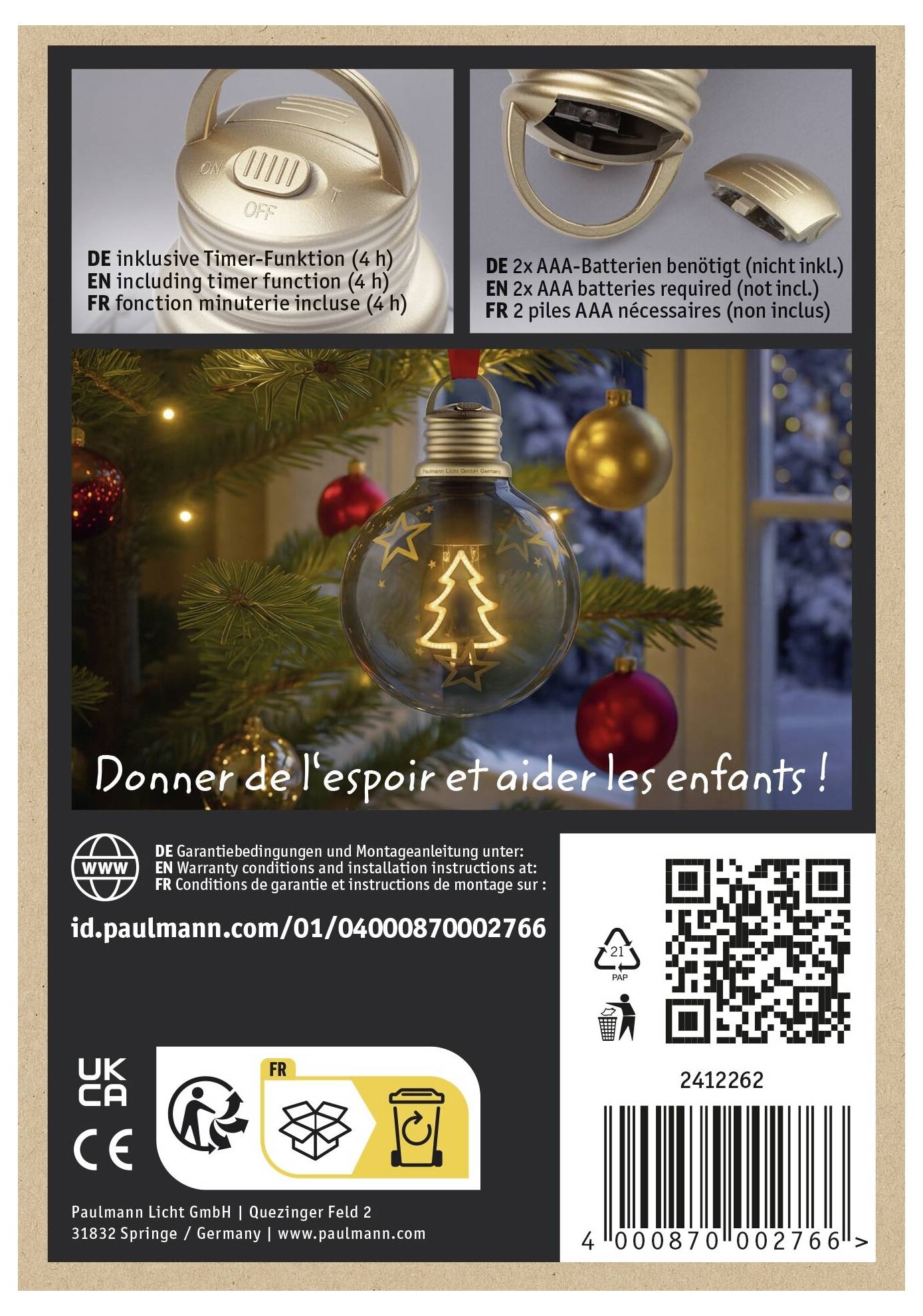 Paulmann 2412262 Weihnachtsbaumkugel Juletræ, Stjerner Guld LED (RGB) Brun, Guld-8