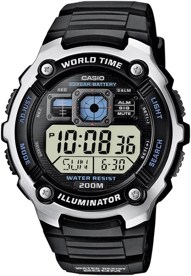 Casio Quarz Armbåndsur AE-2000W-1AVEF Sort, Sølv Kabinetmateriale=Plastic Materiale (armbånd)=Plastic