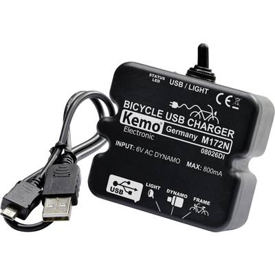 Kemo M-172N - USB Laderegulator til cykel Sort