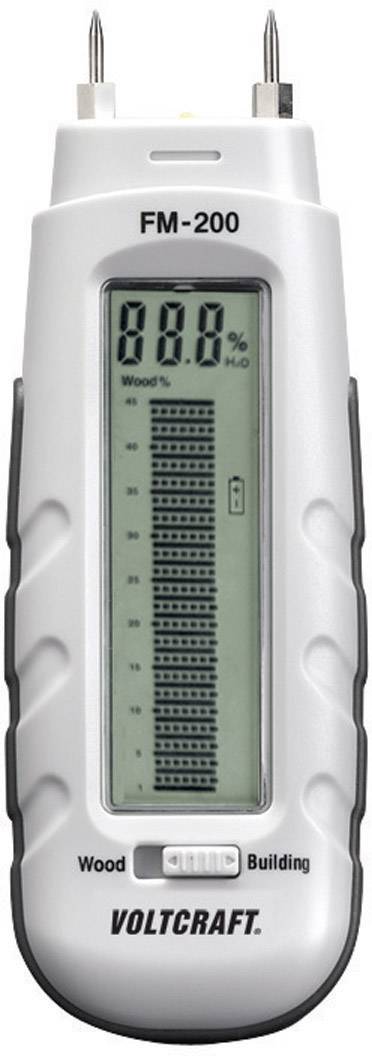 Fugtighedsmåler med digitalt display viser 88,8% H2O. Anvendelig til træ og bygninger, mærke Voltcraft, model FM-200.