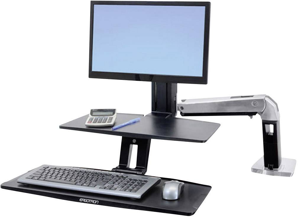 Ergotron WorkFit-A Skærm-bordslag 25,4 cm (10") - 61 cm (24") Højdeindstilling, Tastaturopbevaring, Vippebar, Bevægelig, Kan roteres
