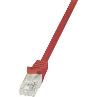 Rødt netværkskabel med RJ45-stik, vist diagonalt, symboliserer netværksforbindelse eller internetadgang.