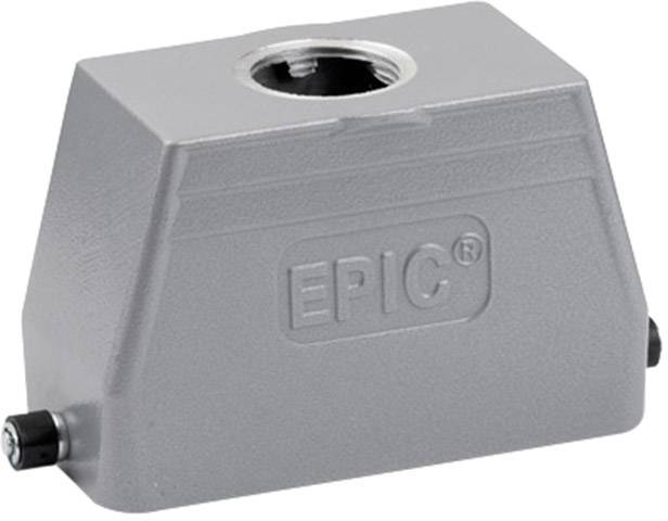 EPIC-kabinet, kvadratisk, af grå metal, med centralt gevind øverst, mærket med EPIC-skrift.