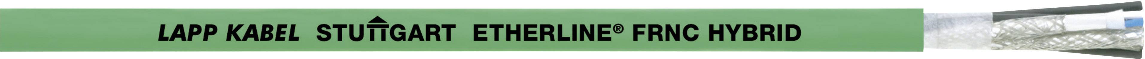 Et grønt kabel mærket 'Lapp Kabel Stuttgart Etherline® FRNC Hybrid'.