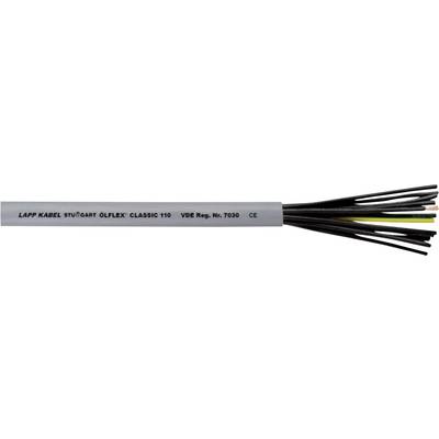 Et gråt kabel ved navn 'LAPP KABEL ÖLFLEX CLASSIC 110' med flere sorte ledere og en gul-grøn tråd.