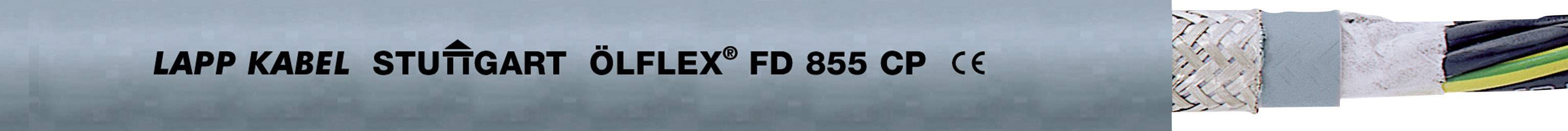 Grå kabel med sort påskrift 'ÖLFLEX FD 855 CP' og CE-mærkning.