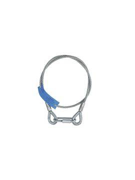 Et stålwire med karabinhage, hyppigt brugt til industrielle løfte- eller sikkerhedsformål.