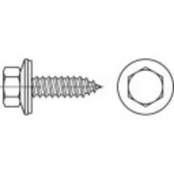 TOOLCRAFT 1070001  Facadeskrue 6.5 mm 175 mm Udvendig sekskant   88176 Rustfrit stål A2 100 stk