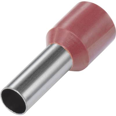 Rødt kabelendehylster med sølvfarvet metalcylinderende. Værktøj til sikker forbindelse og isolation af kabler.