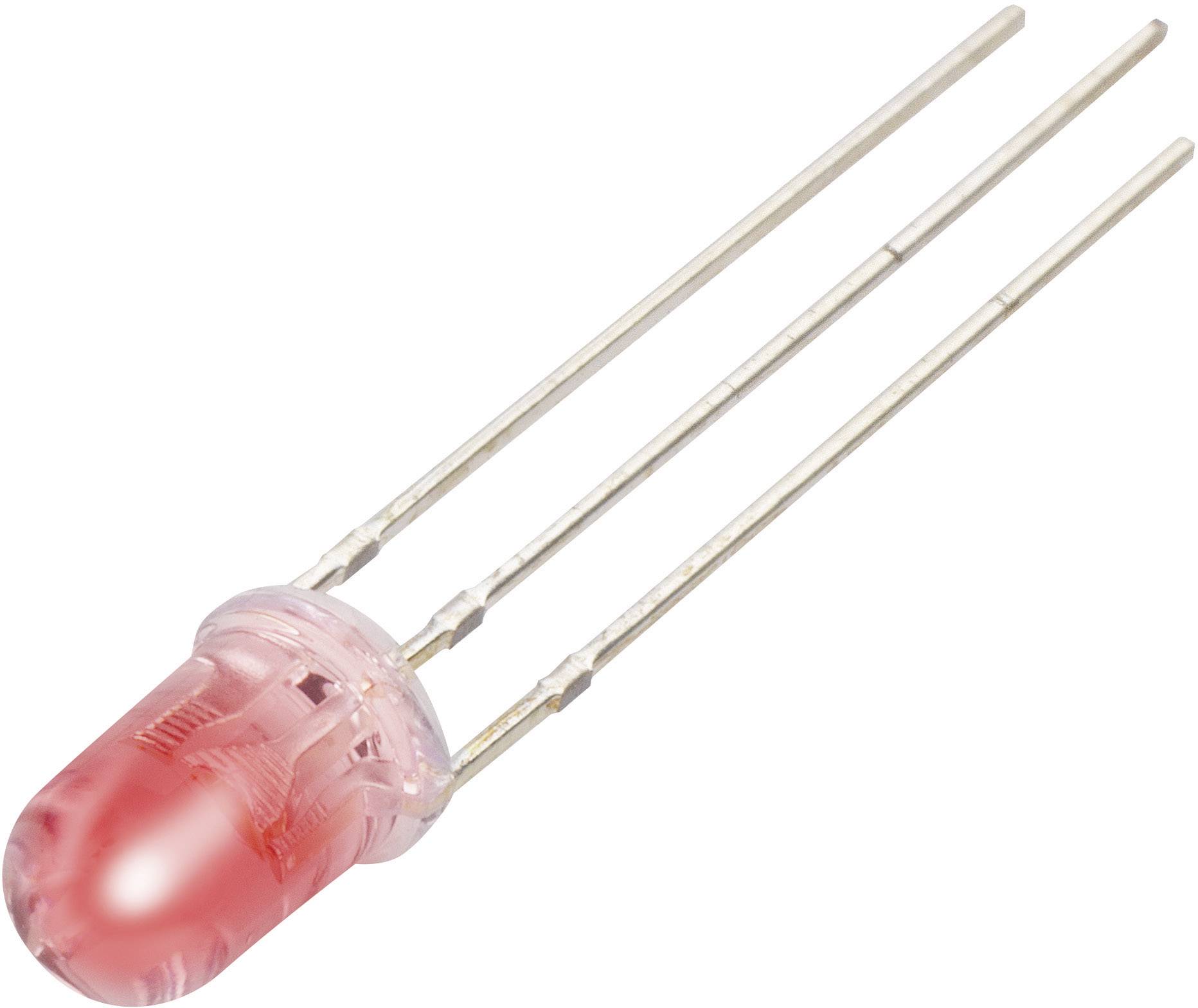 Trepolet rød LED med klart hus og langt tilslutningsben, typisk komponent i elektronik til signalgivning.