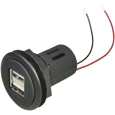 ProCar USB-indbygnings-dobbeltstikdåse Tilladt belastning strøm maks.=5 A  Stikdåse 12 V til 5 V, 24 V til 5 V