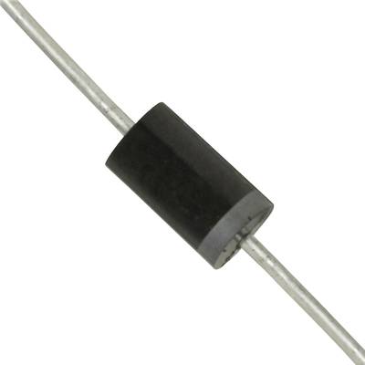 Sort cylindrisk diode med to trådtilslutninger, der bruges til at beskytte elektriske kredsløb mod overspænding.