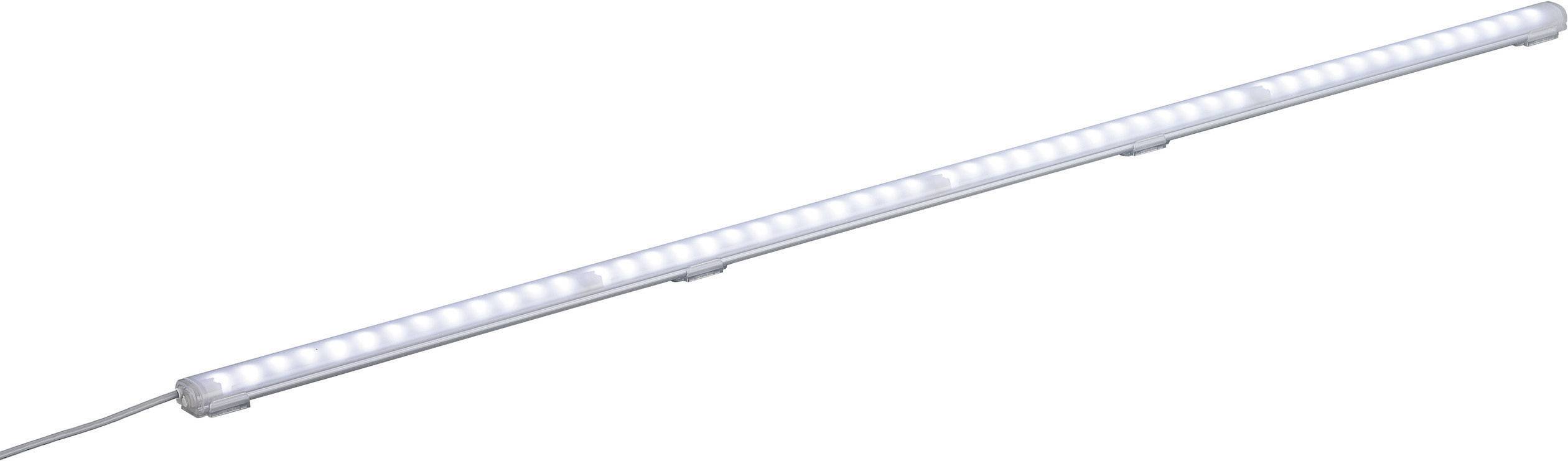 En lang, smal LED-lysstribe med tilsluttet kabel, egnet til belysning eller dekoration af rum.