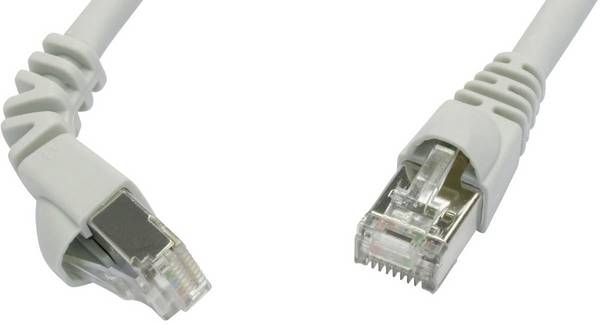 Telegärtner 100008669 RJ45 Netværkskabel, patchkabel CAT 6A S/FTP 5.00 m Grå Flammehæmmende, med låsebeskyttelse 1 stk