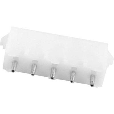 Fempolet hvid plastikstik, placeret vandret, med metalben forneden, foran hvid baggrund.