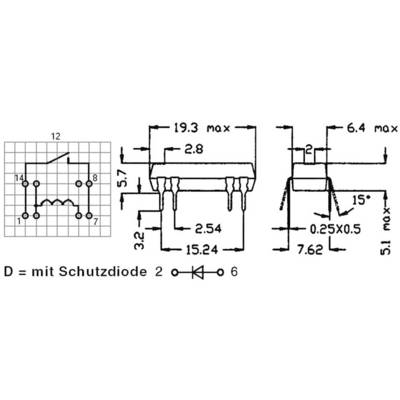 StandexMeder Electronics DIP24-1A72-12L Reed-relæ 1 x sluttekontakt 24 ...