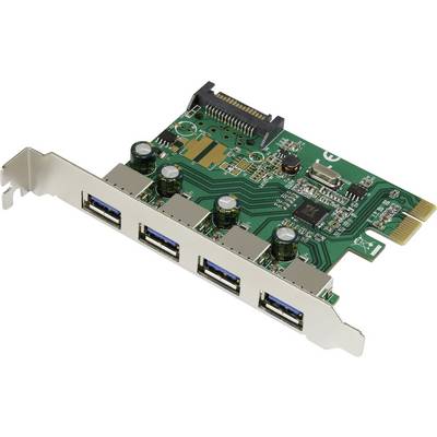 USB-3.0 PCIe-kort med fem porte, stik til bundkort, grønne kredsløb. Udvidelse af en computers forbindelsesmuligheder.