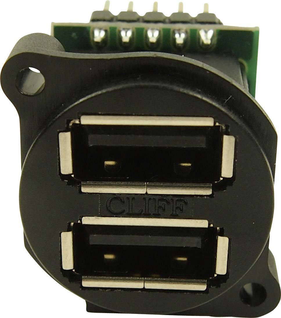 Dobbelt USB stik i XLR design lodret CP30090 XLR-USB2x2 CP30090 Cliff 1 stk | Conradelektronik.dk