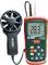 Et digitalt anemometer med et stort display viser '28,3°' og '30,1°'. Til venstre herfor er en tilsluttet rotor til hastighedsmåling.