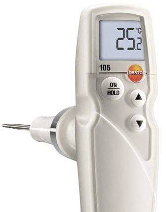 Handy kødtermometer med digital display, viser 25,2°C. Indeholder taster til 'ON/HOLD' og er særligt velegnet til fødevaremålinger.