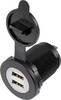 USB-dobbeltindbygningsbøsning med støvbeskyttelseshætte Tilslutning, indbygning lodret Dobbelt, rund front Ø 36,8 mm, med blå belysning 1229307 TRU COMPONENTS Indhold: 1 stk