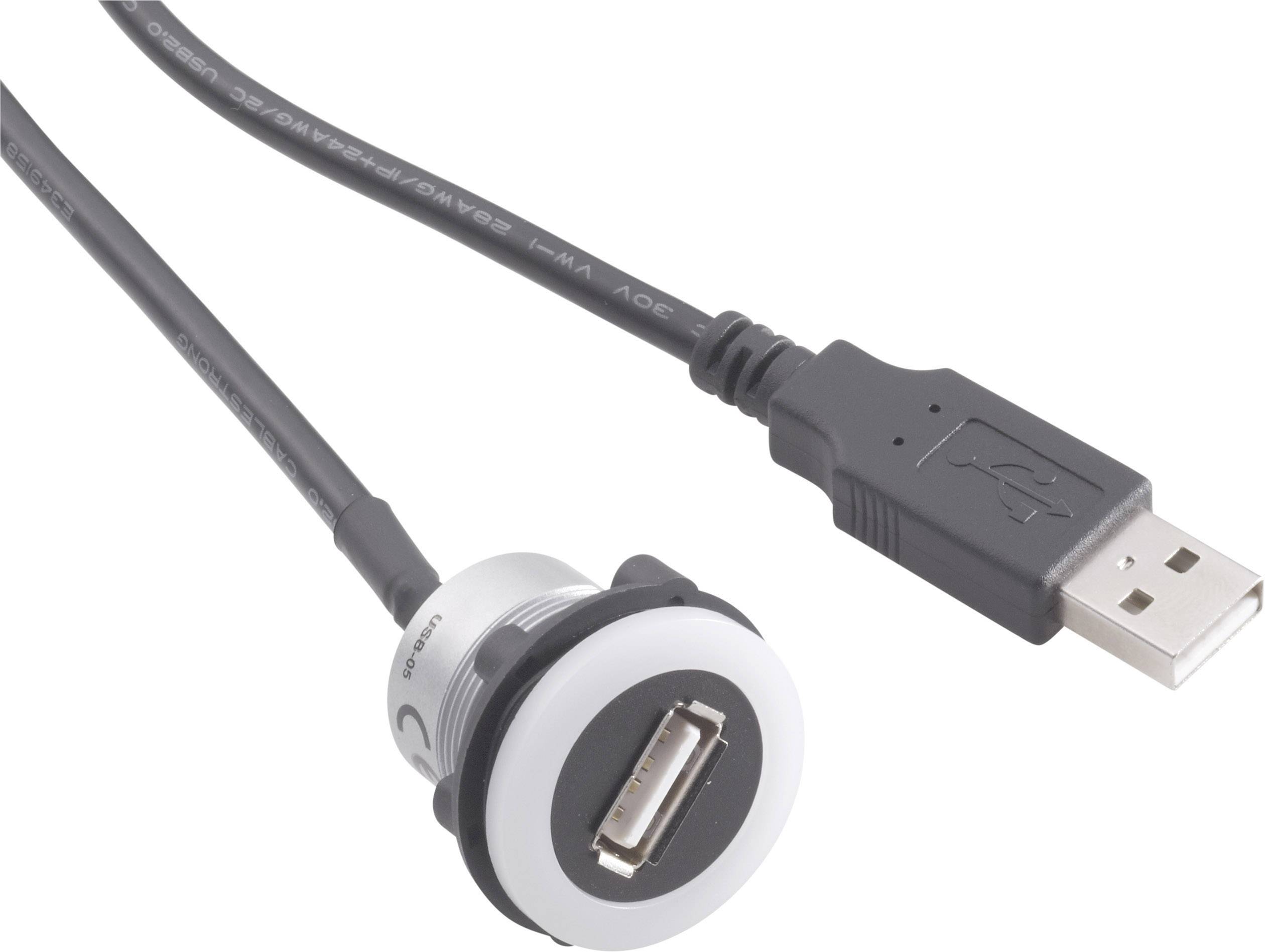 2.0 Tilslutning, indbygning USB-05-BK USB-stik type A, belyst på USB-stik type A med 60 cm kabel 122 | Conradelektronik.dk