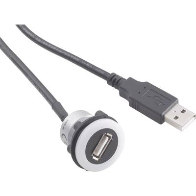 USB-indbygningsstik 2.0 Tilslutning, indbygning USB-05-BK USB-stik type A, belyst på USB-stik type A med 60 cm kabel 122