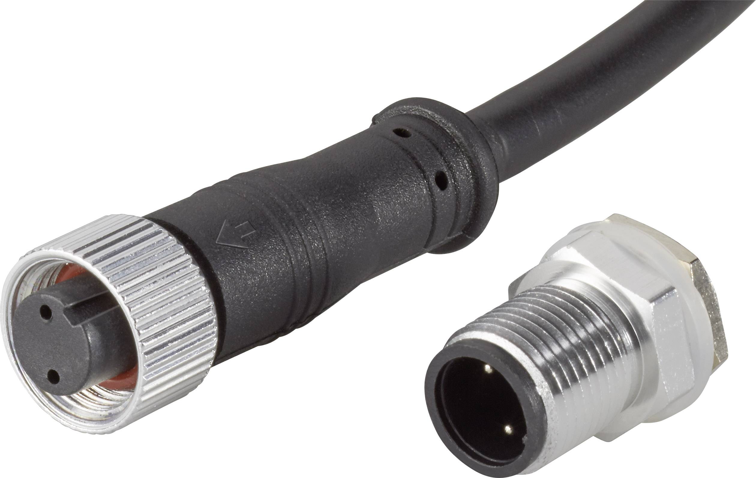 Et sort kabel med en metallisk stik samt en separat metaladapter. Begge har cirkulære stikforbindelser.