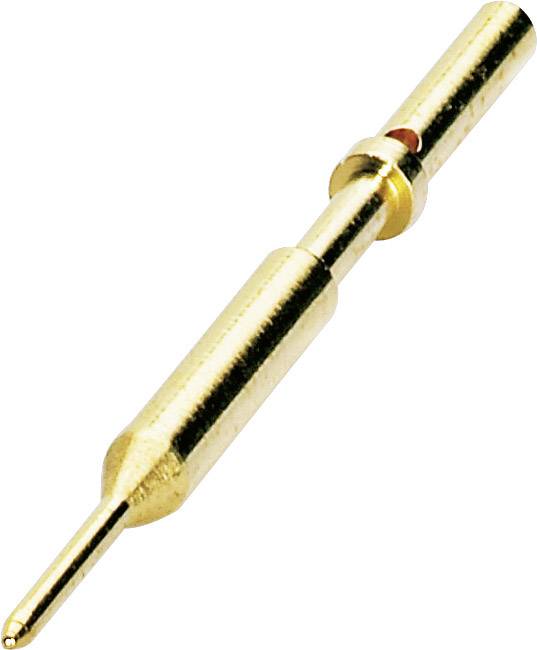 Metalstift med spids ende og cylindrisk krop, sandsynligvis en elektronisk testpind eller forbindelseselement.