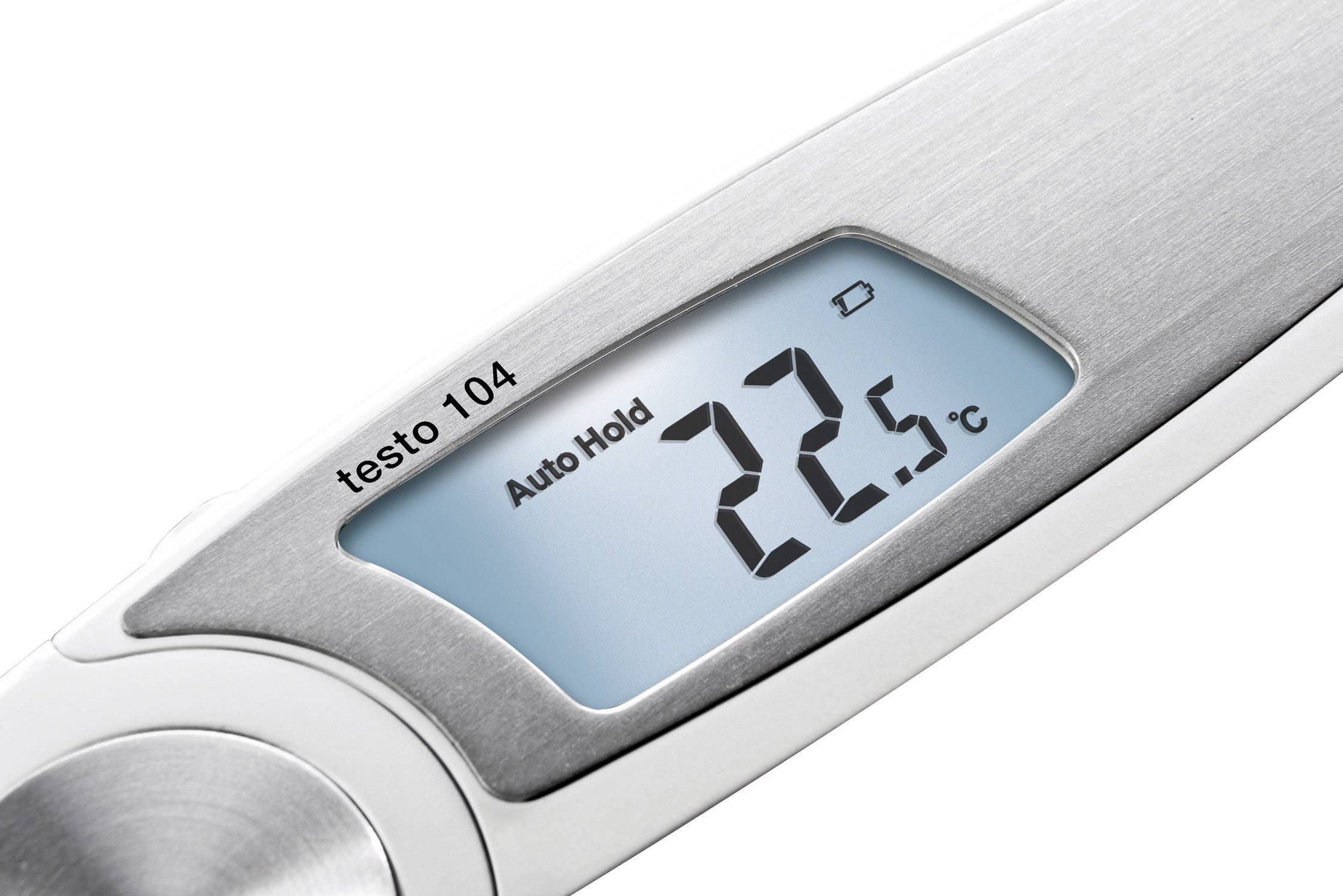 Digitalt termometer viser 22,5 °C med "Auto Hold"-funktion.