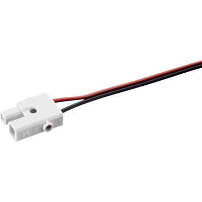 En hvid topolet stikforbindelse med røde og sorte kabler, egnet til elektriske forbindelser i apparater eller kredsløb.