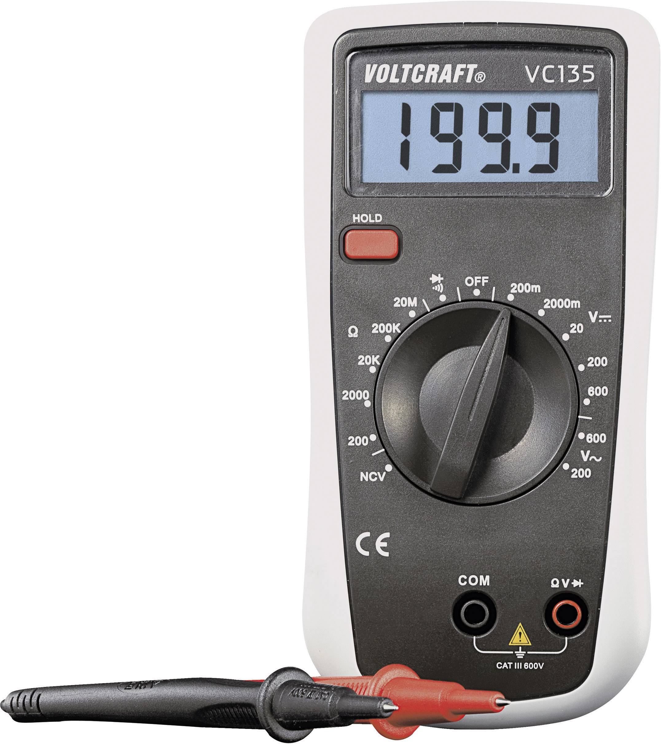 VOLTCRAFT VC135 Hånd-multimeter digital CAT III 600 V Visning (counts): 2000