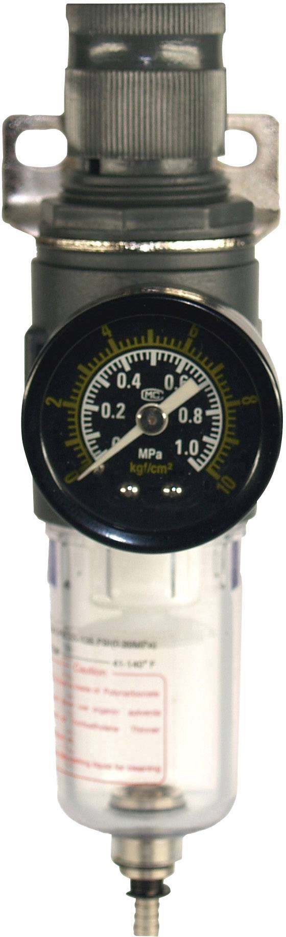 En lufttrykregulator med manometer viser et trykområde op til 1,0 MPa. Væsentlig i pneumatiksystemer til trykregulering.