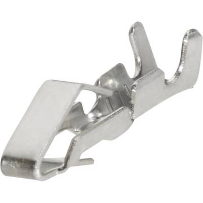 Metalclips med krog og et rektangulært beslag, bruges til fastgørelse af materialer eller komponenter.