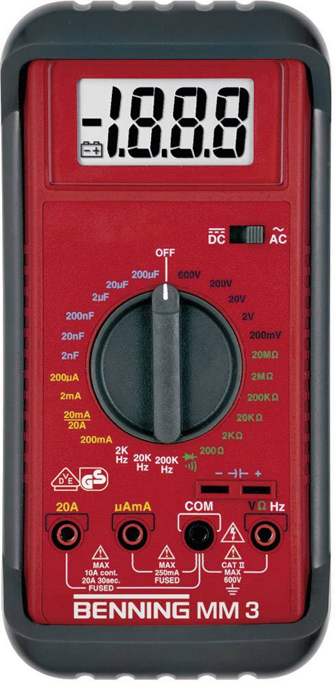 Benning 044029 Hånd-multimeter digital CAT II 600 V, CAT III 300 V Visning (counts): 2000